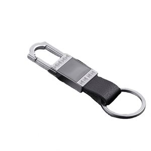 Customized UV Print Laser Logo Wholesale Modern Minimalist Printable logo Metal <b>Leather</b> <b>Keychain</b> Blank Car Advertising Gift - Product Image 3