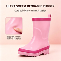 Bottes de pluie hautes pour tout-petits, rose bicolore, avec semelle extérieure antidérapante profonde, à languette de maintien unique, vente en gros OEM en vrac