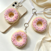 Porte-clés en peluche Donut Crème Rose de 9 cm, Adorable pendentif de sac Donut, Accessoire de suspension doux et mignon