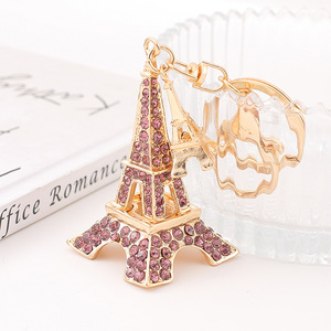 Alta calidad personalizado París Torre <span class=keywords><strong>Eiffel</strong></span> 3D llavero de Metal llavero de coche con diamantes regalo promocional - Product Image 6