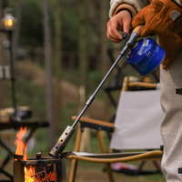 Lampe torche de camping extérieure à flamme longue portée, pistolet pulvérisateur en acier inoxydable, chalumeau pour brûler les poils de porc, poignée droite en bois, portable et détachable