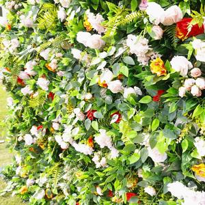 Panneau mural de fleurs artificielles en soie en gros, toile de fond murale de fleurs en soie pour la décoration de mariage - Product Image 6