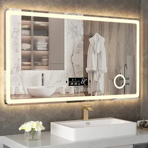 Thông minh Gương phòng tắm, phòng tắm màn hình cảm ứng treo tường với COB ánh sáng, lược trang điểm gương