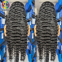 Vendeur en gros de perruques de cheveux bouclés bruts birmans, perruques de cheveux humains bouclés profonds avec fermeture en dentelle transparente, densité 150% 180% 200%