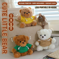 Pendentif en peluche ours mignon avec capuche, logo personnalisé, breloque de sac en peluche Teddy, cadeau promotionnel