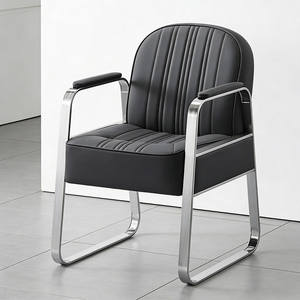 Fauteuil de Barbier Haut de Gamme en Acier Inoxydable, Siège Professionnel de Coiffure en Cuir, Tabouret de Repose-Pieds, Chaise de Salon Commerciale Tendance - Product Image 5