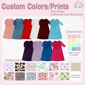 Vestidos Largos de una Pieza Hechos <span class=keywords><strong>a</strong></span> Medida OEM para Niñas, Vestidos de Terciopelo de Media Manga para Primavera, Verano y Otoño, Vestidos de Noche para Niñas Pequeñas - Product Image 3