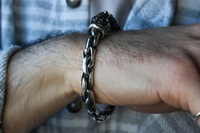 Brazalete Masculino con Diseño de Dragón, Bestias Míticas, Hecho a Mano, Plata de Ley 925, Chapado en Rodio Negro, Certificado Nórdico