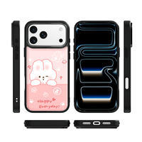 Coque de téléphone AG Feeling Black Edge avec dorure, design lisse et sécurisé à motif lapin pour iPhone 17, 17 Pro Max, 16 Pro, 15, coque magnétique