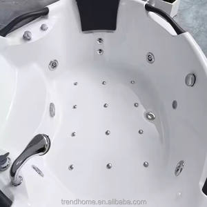 Banheira de Hidromassagem com Massagem de Ar para Banho de Imersão Moderna de Pedra Artificial Autônoma para Spa de Canto para Família - Product Image 3