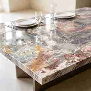 Modern Rectangular Dining Table Natural <b>Marble</b> <b>Top</b> for Living Room Home - Product Image 2