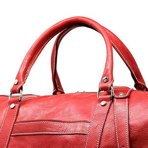 Red Genuine Leather Vintage Style Durable Luxury Travel Shoulder Duffel Bag with Adjustable <b>Strap</b> Top Handles for Weekend Trips - Product Image 5