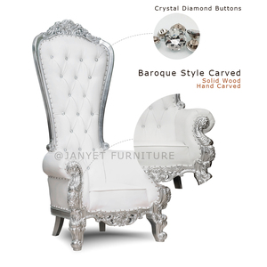 Sillas de trono de princesa de cuero blanco y plata, espalda alta, para eventos de boda, venta al por mayor - Product Image 2