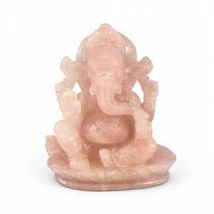 Grande sculpture artisanale de Ganesh en quartz rose - Idole du Dieu Ganesha en cristaux et pierres précieuses - Reiki/Chakra - 8,5 - Product Image 2