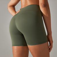 Dames Ademende Hoge Taille Fitness Yogabroek Afslankende Biker Shorts Elastische Band Voor Hardloopperzikbillen