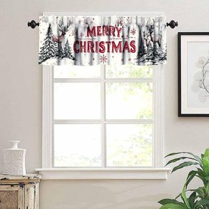 Cortina de Ventana Corta con Diseño de Camión Rojo y Árbol de Navidad, Adorno Personalizable para <span class=keywords><strong>Cocina</strong></span> - Product Image 3