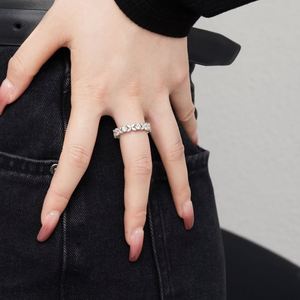 Dylam New Arrival in Stock S925 <b>Silver</b> Rhodium Plated Flower Shape Diamond 5A Zirconia Full <b>Eternity</b> Marquise Wedding <b>Rings</b> - Product Image 3