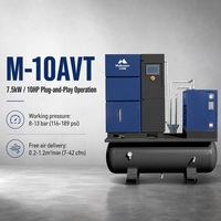 Compresseur d'air rotatif à vis VSD monophasé compact Makesen 220V 8-10 bars 4 kW 5,5 CV 300 L/min monté sur réservoir