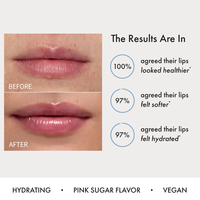 Baume à lèvres hydratant effet gloss pour une brillance instantanée, couleur transparente avec beurre de karité nourrissant, végan, rose sucré
