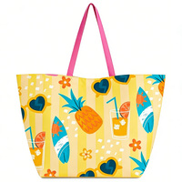 Sac de plage grande capacité en polyester à imprimé mignon, idéal pour les femmes, cadeau de demoiselle d'honneur, fête estivale