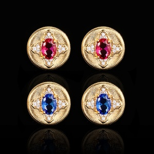 Fashion Jewelry Eco-friendly Copper Oval Cut 5*7mm Multicolor Zircon Vintage Gold Plated Geometric Shape <b>Earrings</b> for Women - Product Image 3