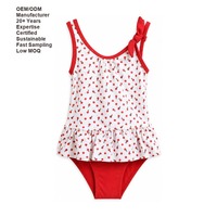 Maillot de bain une pièce à volants, taille et couleur personnalisées, étiquette privée, maillot de bain à pois, usine ODM, vêtements pour enfants, maillot de bain pour filles