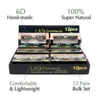 Lot de 12 paires de faux cils 6D faits à la main, aspect naturel, en soie synthétique, ensemble de cils Vogue pour maquillage beauté