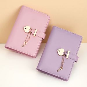 A5 Eco-Friendly PU Leather Hardcover Planner Custom <b>Diary</b> Notebook with Thread Sewing Binding and Lock - Product Image 3