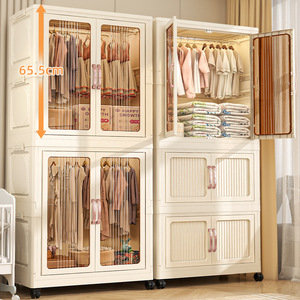 Armario de Almacenamiento de <span class=keywords><strong>Ropa</strong></span> Moderno y Sostenible de Plástico PP a Prueba de Polvo, para Sala de Estar, de Gran Capacidad, 60L, de Pie - Product Image 4