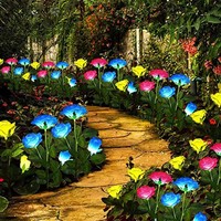Les lumières solaires exquises de jardin de fleur de trois roses ont mené des lumières imperméables pour le jardin