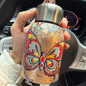 Tazza da taschino con anello portatile per esterno in stile nazionale, piccola tazza di Thermos - Product Image 4