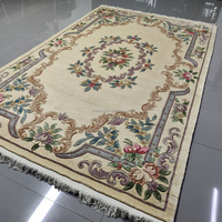 Tapis en laine pure fait main noué à la main de 2x3m Crème ivoire beige Design chinois Aubusson Tapis en laine pour chambre à coucher