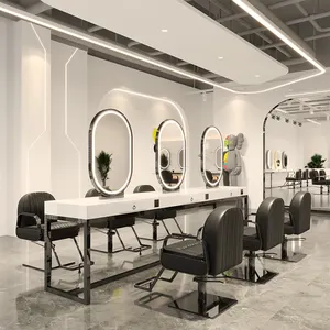 Meilleur prix Mobilier de salon de beauté Miroir de salon éclairé par LED pour coiffure Station de salon d'occasion avec miroir