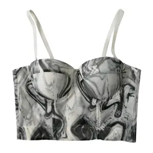 Wear outside ink painting pattern adjusted - straps design comfortable fashion corset bra top