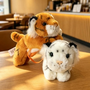 Fabrik-Großhandel Plüsch-<span class=keywords><strong>Tiger</strong></span>-Schlüsselanhänger mit Pompon-Band Schleife Orange Weiß Kundenspezifisches OEM für Kindergeschenk - Product Image 2