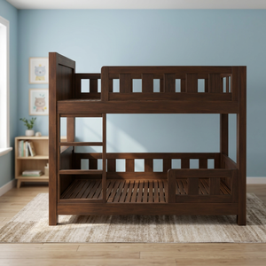 Modern Solid <b>Wood</b> <b>Bunk</b> <b>Bed</b> Dark Walnut Finish Kids Bedroom Furniture Double Layer Sleeping <b>Bed</b> Manufacturer Supplier - Product Image 4