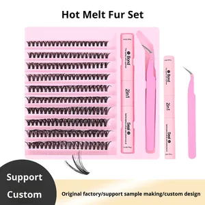 40D xuyên biên giới tự làm tự ghép Châu Âu Mỹ Lông mi giả thiết lập phân đoạn dày uốn lông mi Bộ dụng cụ mở rộng - Product Image 4