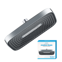 Douche de salle de bain 32x21cm-Pommeau de douche spa moderne haut de gamme chromé grand rectangle avec support mural réglable