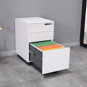 Minimalist White 3 <b>Drawer</b> Steel <b>Filing</b> Cabinet with Code Lock for Home Office - Product Image 2
