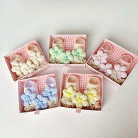 Produits pour bébés, style coréen, nœud 3D à cinq pétales, bandeau doux, chaussettes, ensemble cadeau pour enfants et tout-petits, couleurs pastel macaron