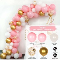 Hot 122 PCS Anniversaire Ballon Guirlande Ensemble Rose Blanc et Or Ballon Arc Kit pour Filles 1er Anniversaire Décorations et Baby Shower