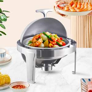 DB 6L Stainless Steel Round Roll Top <b>Food</b> <b>Warmer</b> Party Tableware & Catering Dish for Elegant Decorations - Product Image 2