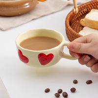 Tasse à café en céramique à motif cœur, tasse en porcelaine avec poignée, style coréen, vaisselle pour la maison, le bureau, cadeau
