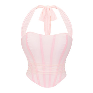 Conjunto de Corsé Moldeador con Logo Bordado <span class=keywords><strong>en</strong></span> <span class=keywords><strong>3D</strong></span> y Cuello Halter para Mujer, Diseño Ecológico y Transpirable de Spandex/Nailon para Primavera/Verano - Product Image 2