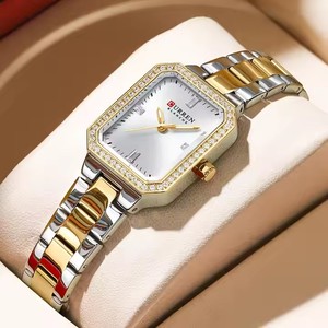 CURREN 9102 우아한 스틸 팔찌 여성용 손목시계 방수 럭셔리 레이디 탑 밴드 직사각형 유행 만화 스타일 - Product Image 2