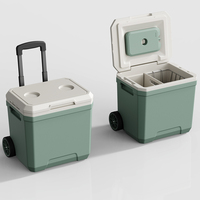 Nouveau Chariot Glacière 18L Grande Capacité Glacière Pêche Glacière avec Roues pour Camping en Plein Air Pique-Nique BBQ