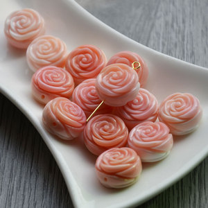 Queen <b>Shell</b> Pink Pearl Rose Bead 15mm Double-Sided Carved For <b>Bracelet</b> Making - Product Image 2