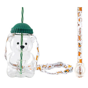 Bicchieri in Plastica a Forma di Orsetto Teddy <span class=keywords><strong>con</strong></span> Cappello Verde 2025, Design Carino <span class=keywords><strong>con</strong></span> Cannuccia per <span class=keywords><strong>Caffè</strong></span> - Product Image 4