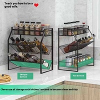 Handy Home Rack de rangement de cuisine à trois niveaux Matériel de fil Bouteille d'assaisonnement Épice Gadget Organisateur Support de type debout