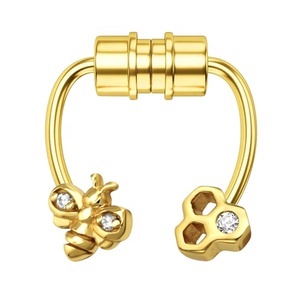 Abeille en or fantaisie Faux <span class=keywords><strong>Piercing</strong></span> anneau de nez magnétique cerceau Septum <span class=keywords><strong>bijoux</strong></span> de corps vente en gros - Product Image 6